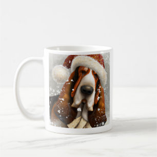 Caneca De Café Caça-Basset, Papais noeis, Coffee Mug de Natal