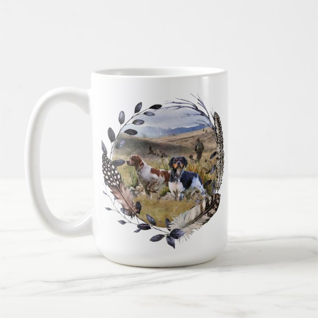 Caneca De Café Caça de codorniz com uma Bretanha espanhola, Arte (Esquerda)