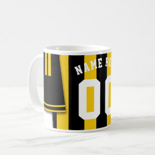 Caneca De Café Caça de Jersey Personalizável, Bandeiras Douradas 