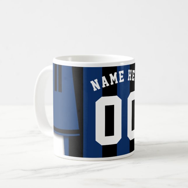 Caneca De Café Caça de Jersey Personalizável, Banheiras Azuis Pre (Frente Esquerda)