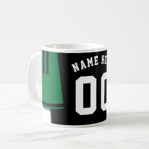Caneca De Café Caça de Jersey personalizável, preto e verde
