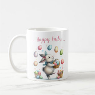 Caneca De Café Caça de Ovo de Páscoa com Coelho de Aquarelas - Pr