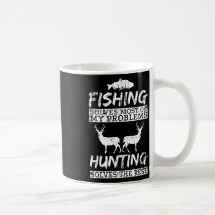 Caneca De Café Caça Engraçada de Pesca Resolve Problema Peixe Vea