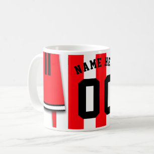Caneca De Café Caça Jersey Mug Personalizável, Stripes Vermelhas