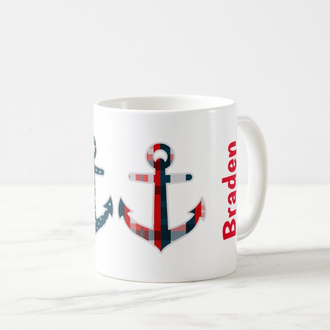 Caneca De Café Caça Personalizada Padrada Náutica (Frente Esquerda)