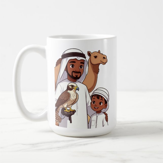 Caneca De Café Caça Tradicional com Falcões Árabes (Esquerda)