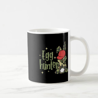 Caneca De Café Caçador de Ovos de Páscoa Retro Bunny Camuflado Co