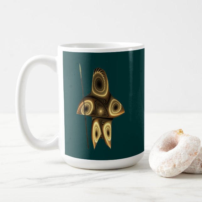 Caneca De Café Caçador Inuit Fractal (Com Donut)