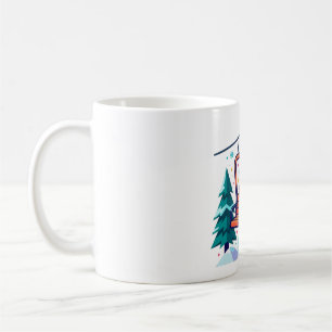 Caneca De Café Cacau Quente Arte de Inverno de Teleférico