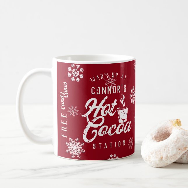 Caneca De Café Cacau quente da família de natal (Com Donut)