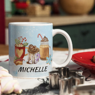 Caneca De Café Cacau Quente de Natal com Monograma nome Chocolate