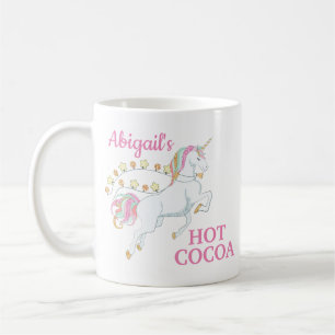 Caneca De Café Cacau Quente Unicórnio Rosa Branco