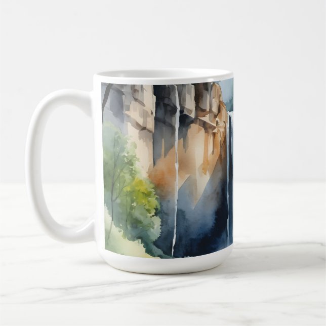 Caneca De Café Cachoeira pintada à aquarela (Esquerda)