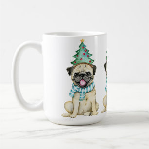 Caneca De Café Cachorra Aquática Caçada Pug de Natal