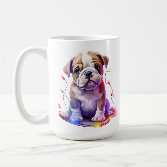 CANECA DE CAFÉ CACHORRINHO BULDOGUE DE NATAL ADORÁVEL (Esquerda)