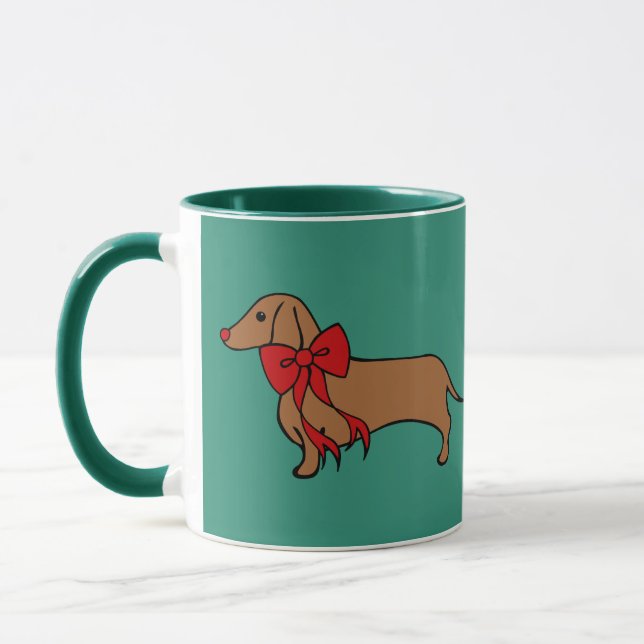 Caneca de Café Cachorrinho Dachshund Natal (Esquerda)