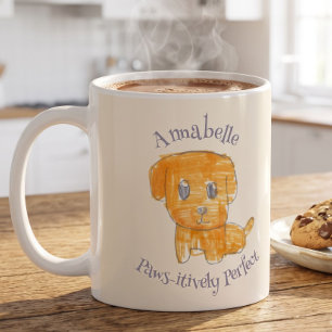 Caneca De Café Cachorrinho Dourado Perfeitamente Fofo Arte de Cri