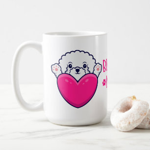 Caneca De Café Cachorrinho Fofo Amor Cachorro Mãe Coração Rosa Bi