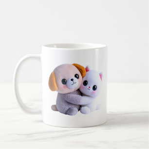 Caneca De Café Cachorrinho Fofo Gatinho Abraço
