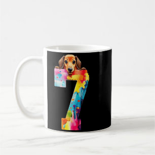 Caneca De Café Cachorro 7 Anos Dachshund Aniversário