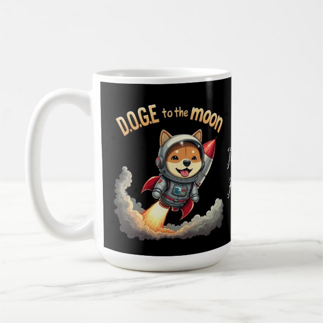 Caneca De Café Cachorro à Lua A Última Viagem de Dogecoin (Esquerda)