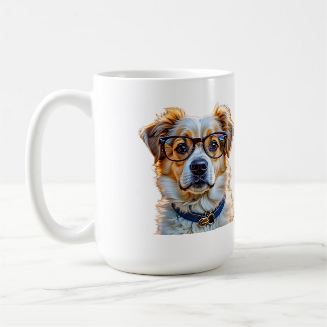 Caneca De Café Cachorro Adorável com Óculos (Esquerda)