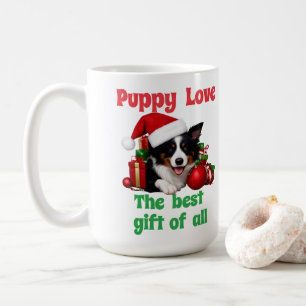 Caneca De Café Cachorro Adorável de Natal Com Amor