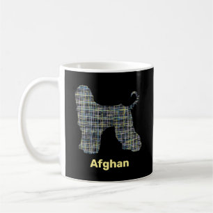 Caneca De Café Cachorro Afegão Linhas de Grade Amarela e Preta C