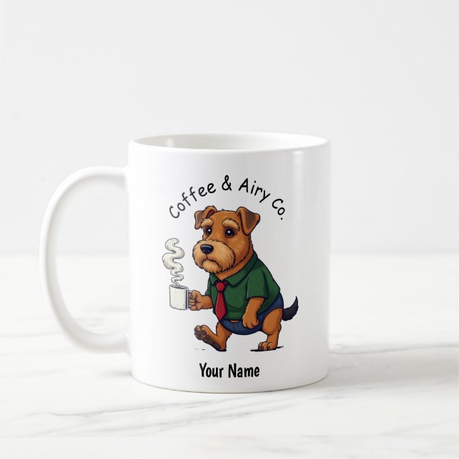 Caneca De Café Cachorro Airedale Terrier engraçado terno de negóc (Esquerda)