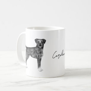 Caneca De Café Cachorro Alemão Em Preto E Branco E Nome Personali