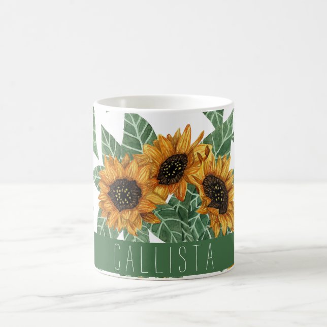 Caneca De Café Cachorro Amarelo Amarelo Sol Monograma de Aquarela (Centro)
