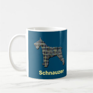 Caneca De Café Cachorro Amarelo e Preto Linha de Grade Azul
