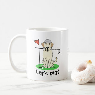 Caneca De Café Cachorro Amarelo Labrador de Golfe