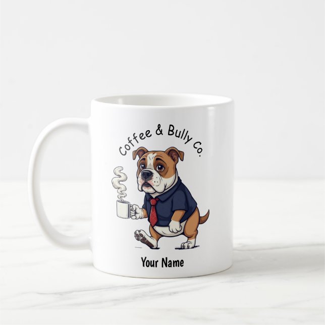 Caneca De Café Cachorro Americano Engraçado  Terno de Negócios Ca (Esquerda)