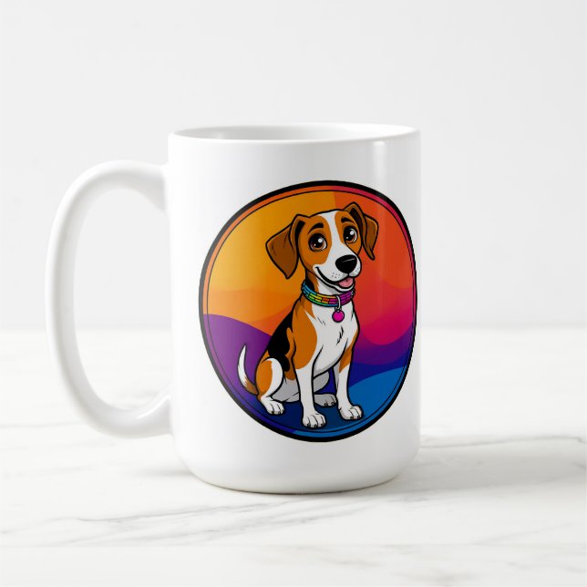 Caneca De Café Cachorro Animado Fofo com Coleira (Esquerda)