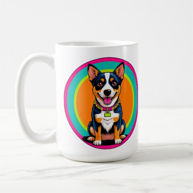 Caneca De Café Cachorro Animado Fofo com Coleira (Esquerda)
