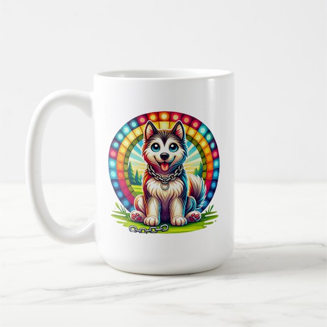Caneca De Café Cachorro Animado Fofo com Coleira (Esquerda)