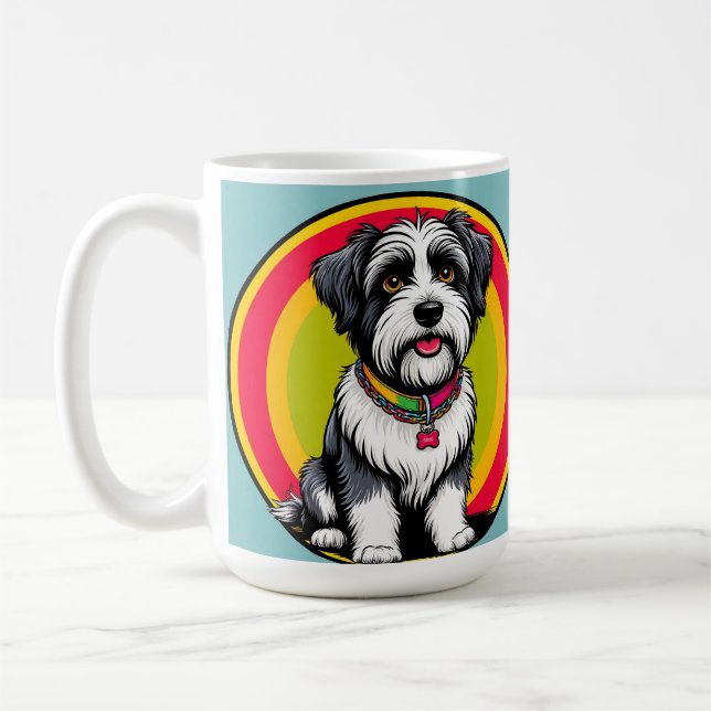 Caneca De Café Cachorro Animado Fofo com Coleira (Esquerda)