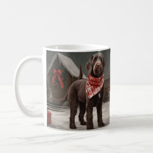 Caneca De Café Cachorro Apontando por Cabeças Descanso no Natal d (Esquerda)