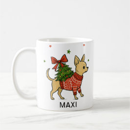 Caneca De Café Cachorro Árvore de Natal Personalizado Chihuahua