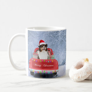 Caneca De Café Cachorro Australiano no Natal da Neve