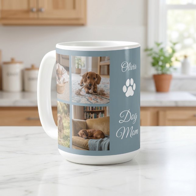 Caneca De Café Cachorro Azul Empoeirado Mãe Impressão de Pata Oit (Criador carregado)