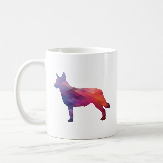 Caneca De Café Cachorro Azul Raça Silhouette Geo Purple (Esquerda)