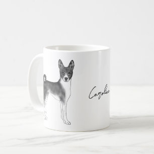 Caneca De Café Cachorro Basenji Cujo Texto É Preto E Branco E Per