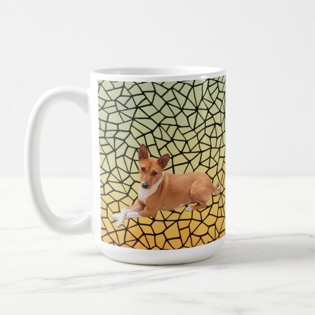 Caneca De Café Cachorro Basenji Elegante (Esquerda)