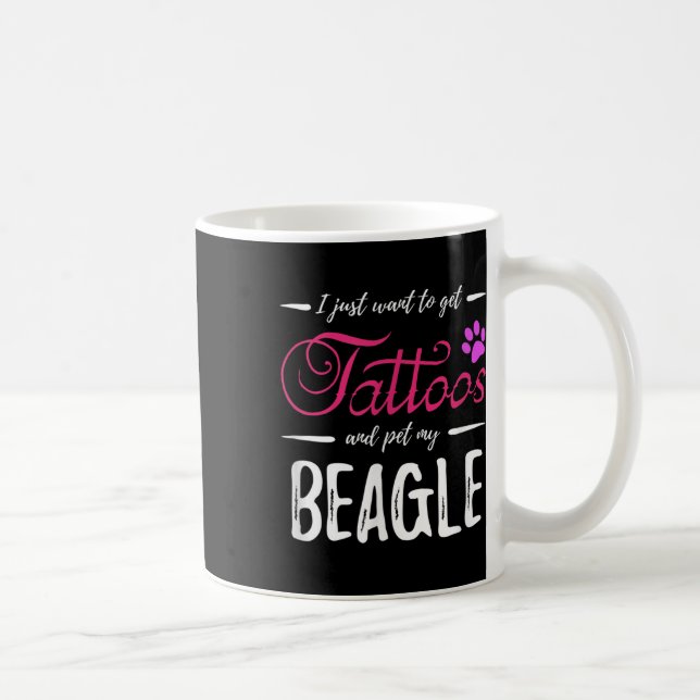 Caneca De Café Cachorro Beagle Tattoo Engraçado Cachorro Mãe Dota (Direita)