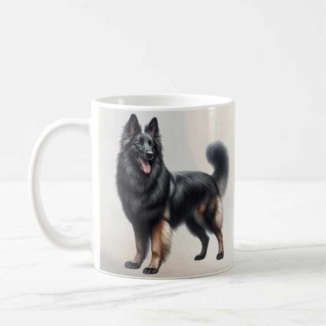 Caneca De Café Cachorro Belga de Aquarela (Esquerda)