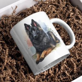 Caneca De Café Cachorro Belga em Aquarela