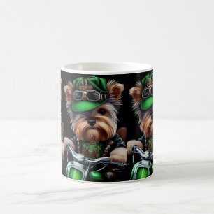 Caneca De Café Cachorro Biewer Terrier Dirigindo Bicicleta Dia de