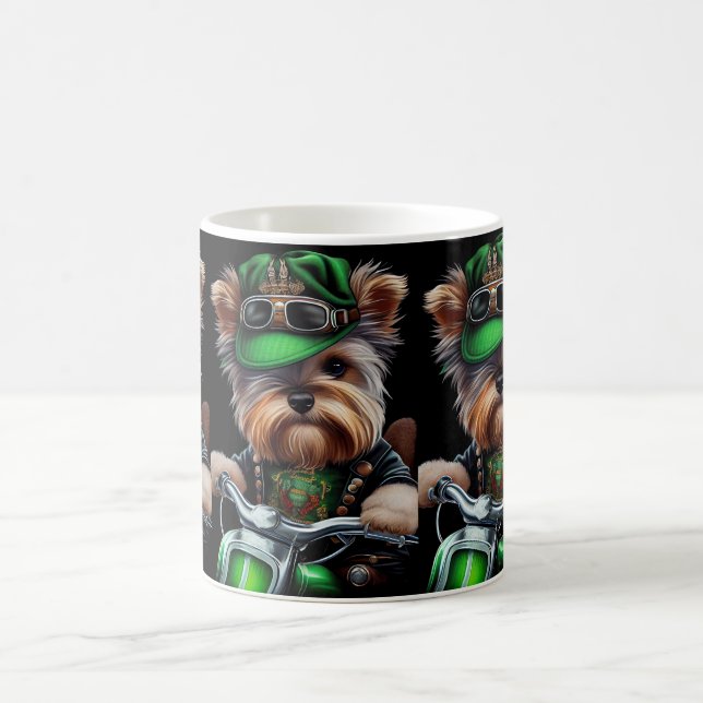 Caneca De Café Cachorro Biewer Terrier Dirigindo Bicicleta Dia de (Centro)